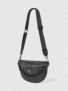 ROMWE Grunge Punk Nova tudo-em-um moda bolsa de peito retro personalidade bolsa crossbody versão coreana - Preto - Ver 2