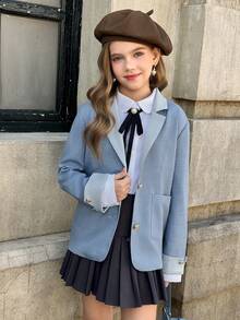 Chaqueta universitaria versátil y de moda para niña preadolescente, otoño - Multicolor - Ver 5