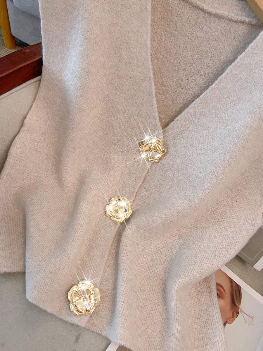 GlowEve CURVE 女士秋冬时尚休闲无袖宽松大码针织背心外套 - 杏色 - 查看 1