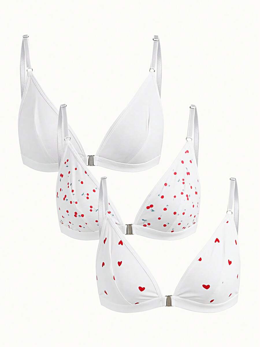 Bonmuse 3件套女士前扣式无钢圈性感文胸 - 彩色 - 查看 1