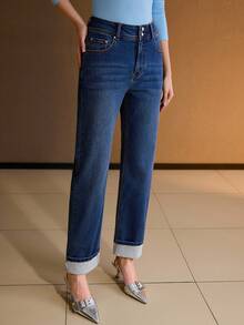 MOTF PREMIUM WOMEN'S ELEGANT FASHIONABLE SLIM FIT WASHED DENIM JEANS - Dusty Blue - View 5