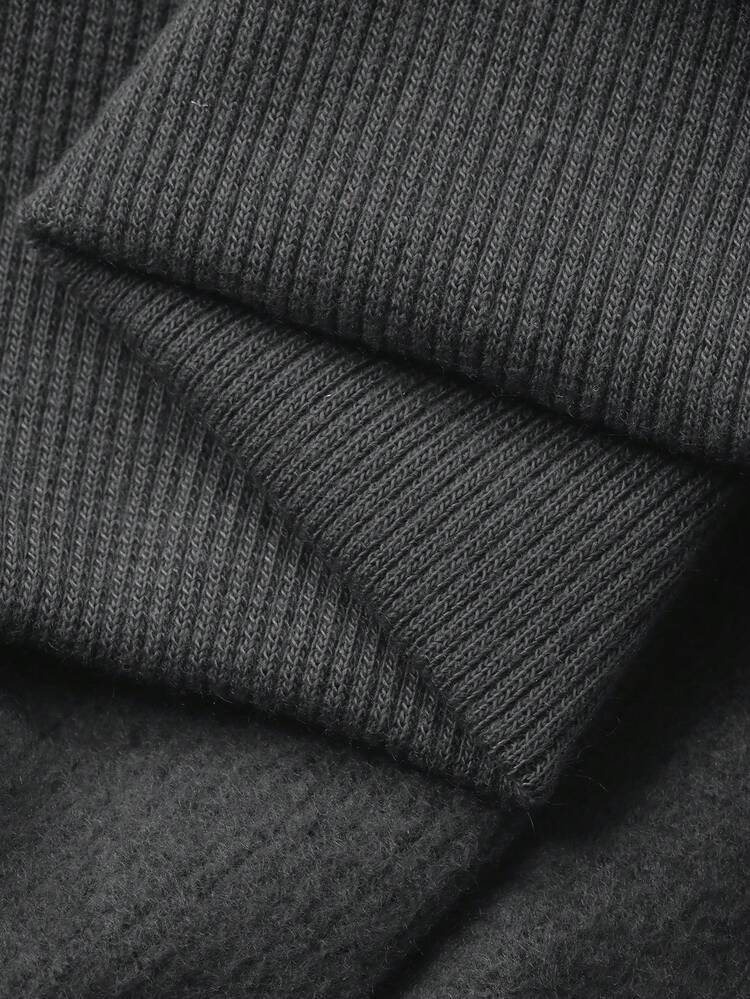 Men's Letter Print Thermal Lined Pullover Pullover Sweatshirt, Autumn/Winter