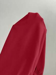 SHEIN PETITE Camiseta sin mangas de mujer con cuello alto, de unicolor, ajustada, con pliegues y de estilo casual - Rojo - Ver 4