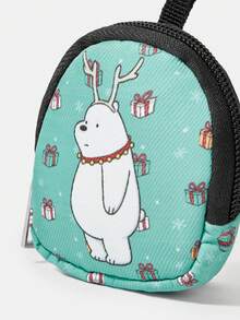 We Bare Bears X SHEIN 带按扣和拉链口袋的零钱包，多功能小袋，零钱收纳钱包，男女皆宜 - 卡通 - 查看 4