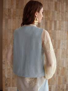 MOTF PREMIUM BEADED DETAIL VEST JACKET - Blue - View 3