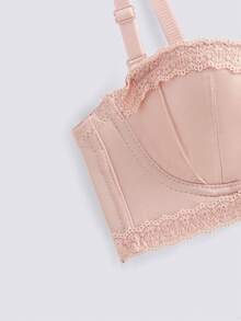 Loungeista 女士薄杯AB罩杯小胸聚拢文胸，防止下垂，光滑蕾丝性感文胸，内衣 - 粉色 - 查看 5