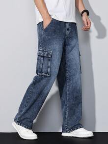 Manfinity Homme 男士休闲水洗直筒工装牛仔裤