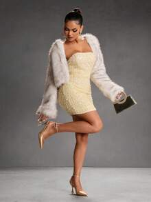 CUCCOO SZL Pointed Toe Backless Strap Elegant Chic Versatile Stiletto High Heels, Gold - Gold - View 10