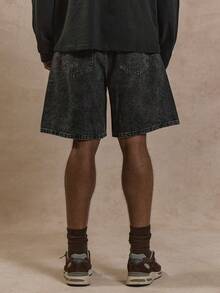 Musero Men Long Line Dark Wash Basic Style Denim Shorts Jorts Spring Summer Capsule Blanks Wardrobe - Black - View 4