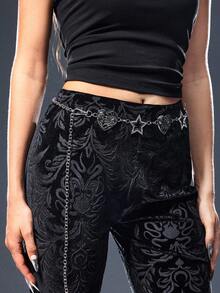 ROMWE Goth Fashionable Retro Heart And Star Moon Design Women Waist Chain - Silver - View 1