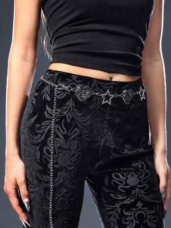 Goth سلسلة خصر للنساء بتصميم قلب وهلال نجمي عتيق الطراز