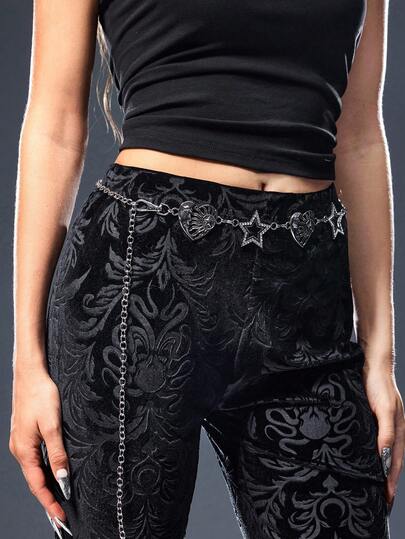 Goth Fashionable Retro Heart And Star Moon Design Women Waist Chain