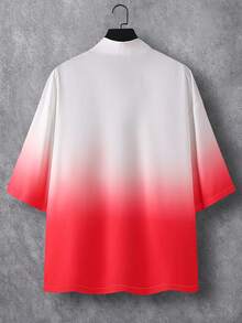 Manfinity Homme Loose Fit Men's Ombre Japanese Letter Graphic Drop Shoulder Kimono Jacket (No T-Shirt Included) Japanese Shirt Men Summer Top Mens Shirta