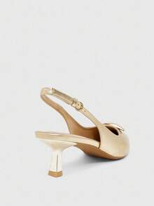 CUCCOO BIZCHIC Giày cao gót hở mũi kim loại màu vàng cho nữ, Giày cao gót da giả thời trang thanh lịch, phù hợp với mọi phong cách, Giày đi làm, Giày dự tiệc trang trọng, Giáng sinh, Lễ tạ ơn, Năm mới - Vàng - Xem 9