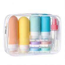 Travel Essentials 17pcs/Set, Silicone Travel Bottles For Toiletries, Leakproof Empty Refillable Liquid Container Travel Essentials For Cosmetics Shampoo Soap Conditioner Lotion Liquid, Travel Accessories With Portable Storage Bag Split - Multicolor - View 6