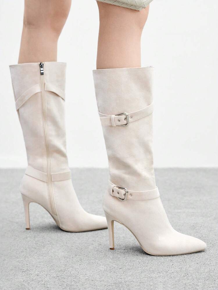 CUCCOO BIZCHIC Botas de tacón alto de punta fina con estampado de piel de serpiente para uso diario de las mujeres