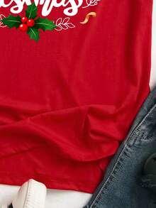 Manfinity Joysei 男士圣诞快乐图案T恤，适合家庭聚会，可作为送给丈夫/男友的圣诞礼物 - 紅色 - 查看 6