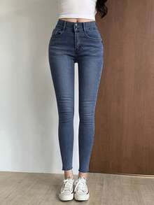 DAZY 女式口袋紧身休闲百搭牛仔裤