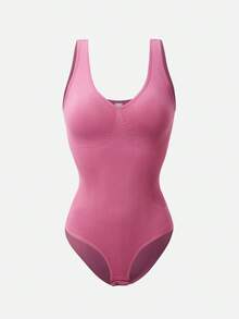 SuitURBody 女式纯色圆领紧身衣，紧身，露背，无袖 - 粉色 - 查看 5