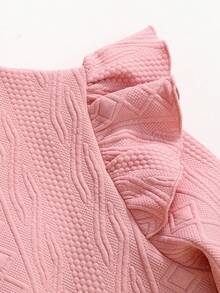 Teen Girl Elegant Stand Collar Cap Sleeve Midi Dress With Bow Decor