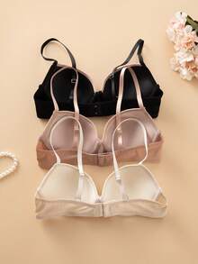 3pcs/Set Women's Simple Underwire Bras, Casual Lift And Gather Bra