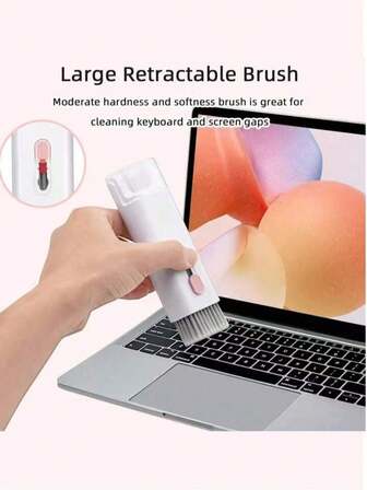 7件套电子清洁套装，包含键盘清洁刷、3合1清洁笔等多功能工具，适用于笔记本电脑、手机、耳机、显示器、电脑、办公室、家庭、厨房和浴室。