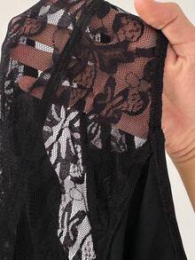 Coolane 女士秋季音乐节夜店性感约会之夜Y2K音乐节蕾丝黑色修身无袖连体衣