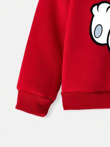 TOM & JERRY X SHEIN Baby Boy Casual Cartoon Cat & Letter Print Crew Neck Red Sweatshirt, Autumn - Red - View 4