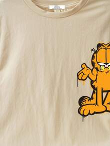 GARFIELD | SHEIN T-shirt à manches courtes d'été pour garçon pré-adolescent, imprimé de chat de bande dessinée et de lettres, casual