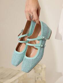 CUCCOO CHICEST Zapatos planos cómodos y versátiles con doble hebilla para mujer - Azul Marino - Ver 8
