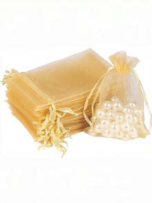 20/50/100 pièces Sac en organza de 9 cm x 12 cm pour l'emballage de bijoux, sac cadeau à cordon, sac de rangement de voyage pour les cosmétiques et les produits de soins de la peau, convient pour les mariages, les fêtes d'anniversaire, les sacs cadeaux de bijoux