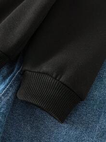 BATMAN X SHEIN Young Boy Casual Cartoon Pattern Sweatshirt, Suitable For Autumn/Winter - Black - View 5