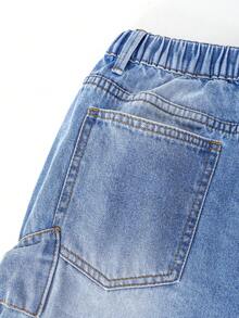 SHEIN Explorewe Teen Girls' Fashionable Jeans  Y2K Distressed Embroidered Wide Leg Jeans Teen Girls' Fashionable Snowflake Washed Distressed Embroidered Wide Leg Jeans Cherry Clothes Strawberry Clothes