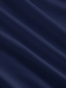 SHEIN MOD Casual Versatile Scoop Neck Flare Sleeve Navy Blue T-Shirt