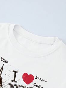 Rovax 女士修身长袖T恤，印有自由女神像图案 - 彩色 - 查看 5