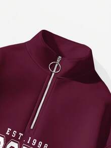 Attitoon 复古美式校园风休闲宽松半拉链立领抓绒卫衣，男女皆宜，适合秋冬季、圣诞节和新年派对穿着