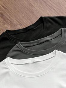 SWAVVY Áo thun nam tay dài cổ tròn in chữ đơn giản, rộng rãi - Nhiều màu - Xem 5