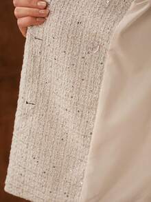 MOTF PREMIUM TWEED CHAIN DETAIL STRUCTURED BLAZER - White - View 9