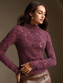 Anewsta Camiseta feminina elegante de manga comprida com detalhes vazados, em cor sólida e tecido elástico. Ideal para outono, inverno, primavera, Ano Novo, festas, casamentos, ocasiões especiais, Dia de Ação de Graças, formaturas e Natal. Perfeita para um look chique, estiloso, casual e confortável.