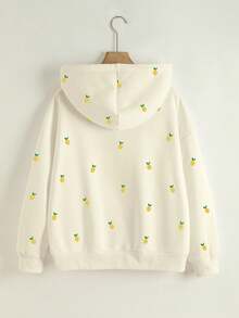 Resyla 女士户外上衣，秋季，秋季外套，户外服装，秋冬季，清新柠檬黄，返校季，教师节，休闲百搭，图案设计，柠檬印花，女士卫衣 - 淡黃色 - 查看 2