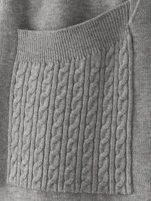 SHEIN Lacomfia Váy len thanh lịch dành cho nữ đính đá, sequin và trang trí túi, thời trang và cao cấp - Xám - Xem 3