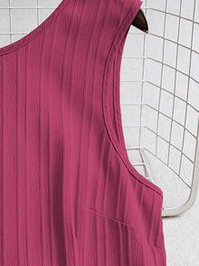 EMERY ROSE Váy ngắn thường ngày dệt hở lưng buộc dây không tay dáng chữ A viền bèo nhún cho nữ mùa hè - Hồng - Xem 4