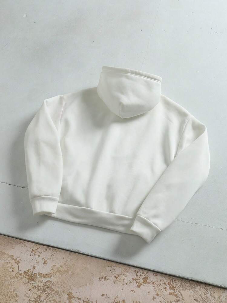 Manfinity ZONE917 男士街头嘻哈吸血鬼牙齿印花宽松短款落肩连帽衫 - 白色 - 查看 5