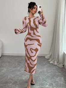 Elenzga Váy len nữ tay loe - Hồng - Xem 5