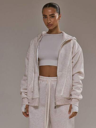 Musera Sport Chaqueta con capucha con cremallera y cordón, jersey oversize para pádel, tenis, pickleball, gimnasio y fitness en otoño e invierno