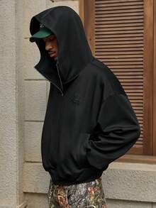 Áo nỉ có mũ thêu 3D thời trang đường phố thường ngày AXEPEAK dành cho nam - màu đen - Xem 1