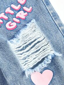 Baby Girls' Denim Overalls, Casual Cute Personalized Vacation Design, Loose Fit Adjustable Bib Pants, Soft Comfortable Cotton Denim Fabric, Suitable For Daily Wear, Parties, School, Commute, Autumn/Winter New Arrival - Medium Wash - View 6