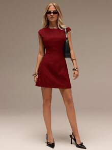 SHEIN Forever 21 春夏女装浪漫/舞会/正式/生日/90年代风格/商务休闲/优雅/西式/外出/时尚/休闲/千禧年风格/夜店/办公室/鸡尾酒会/复古/紧身/锐舞派对/音乐节/趣味/优雅/老钱风/街头风/度假装/乡村音乐会/工作装/端庄/春假/单身派对/演唱会/酷炫/基础款/毕业/A字裙/短款/黑色迷你裙 - 紅色 - 查看 2