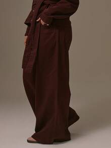 MUSERA 加大码阔腿牛仔裤 秋季可爱舒适节日樱桃漆 - 棕色 - 查看 3