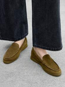 CUCCOO BIZCHIC Giày lười da lộn màu xanh ô liu thời trang dành cho nữ, thoải mái, phù hợp để đi làm, dã ngoại, mua sắm, làm việc, mặc hàng ngày - xanh quân đội - Xem 4